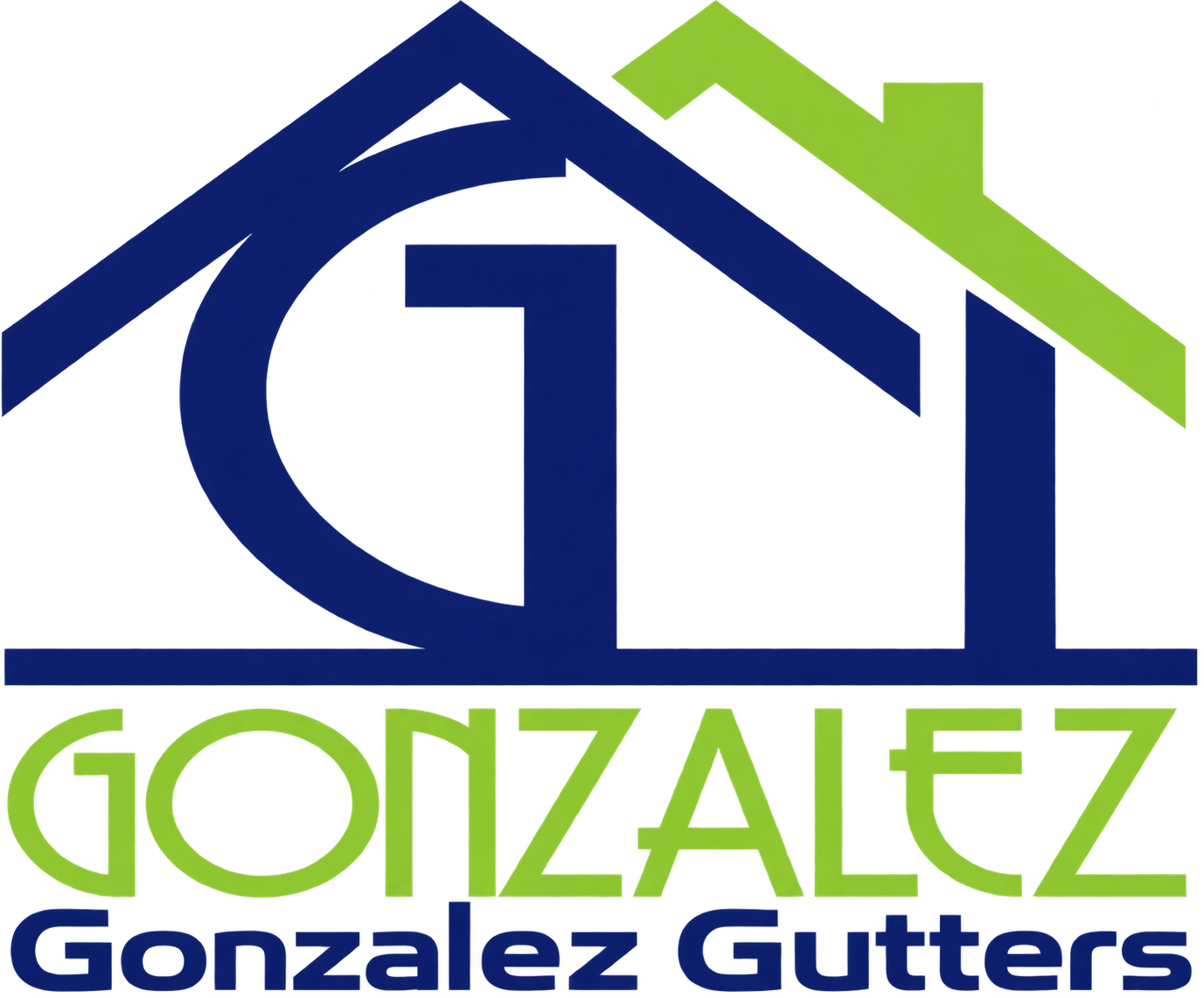 Gonzalez Gutters — navy and lime roof logo